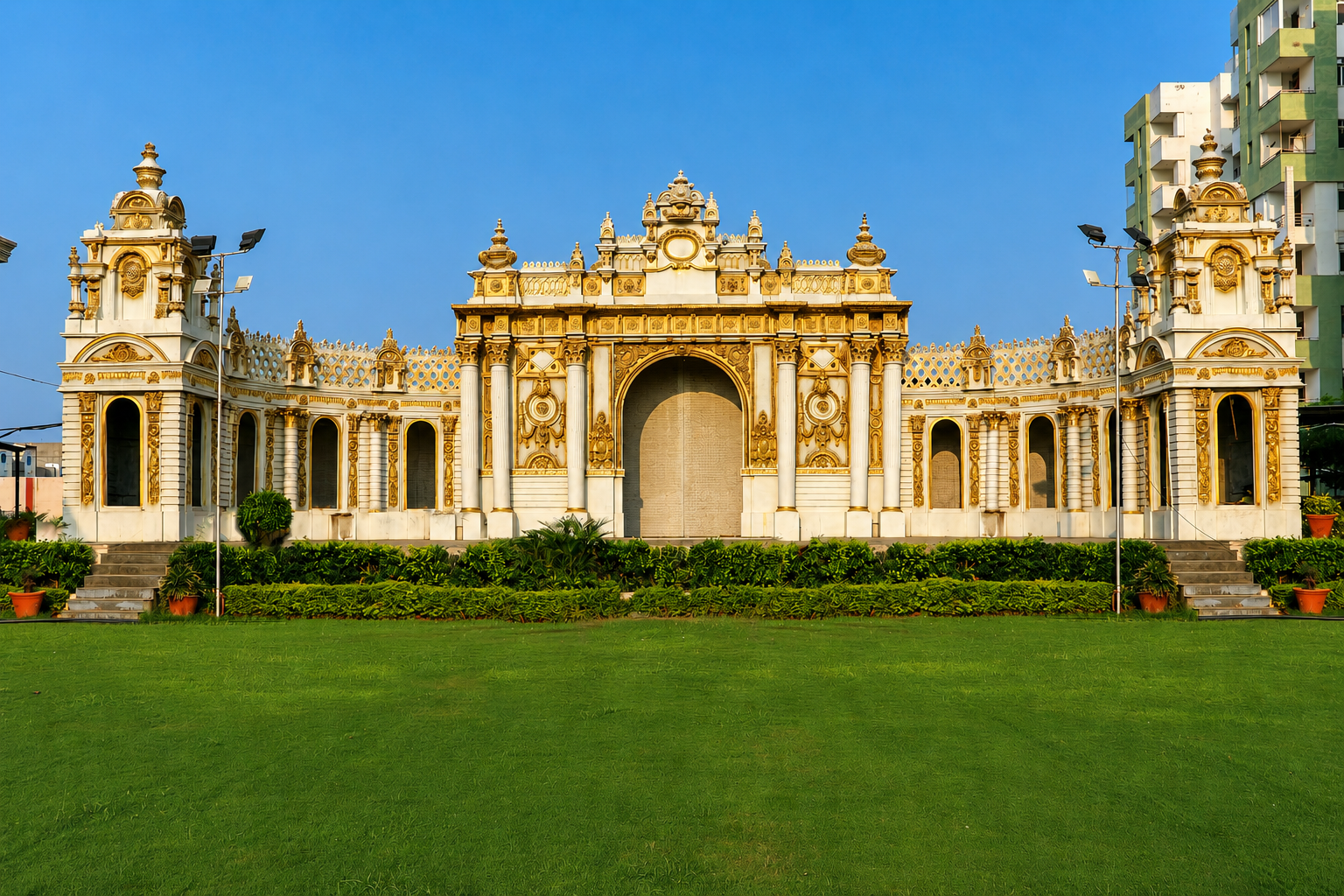 Illuminated Rajwada Palace at night